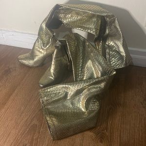 Thigh high scaled boots